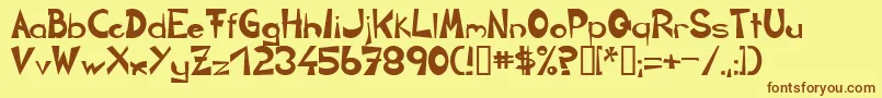フォントCircline – 茶色の文字が黄色の背景にあります。