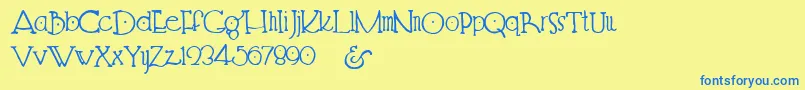 Hendershot Font – Blue Fonts on Yellow Background