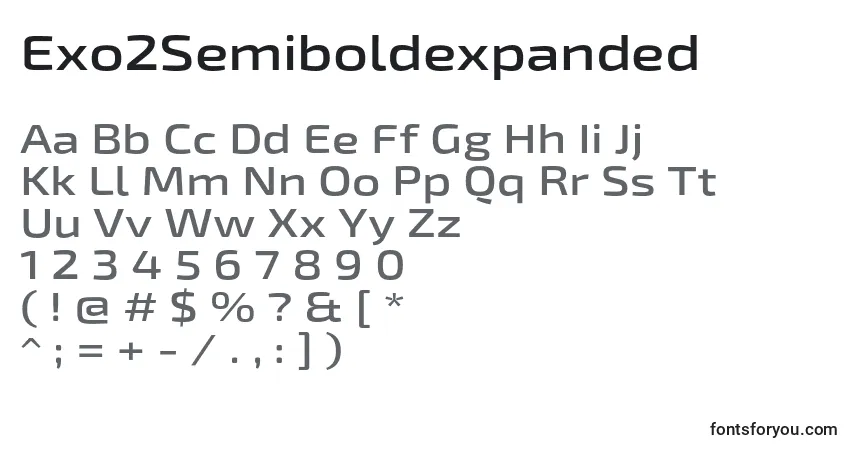 Шрифт Exo2Semiboldexpanded – алфавит, цифры, специальные символы
