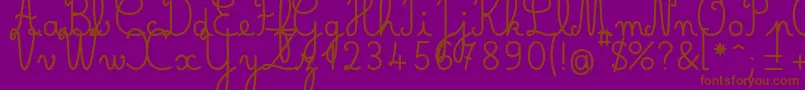 Belleallurecmgras-Schriftart – Braune Schriften auf violettem Hintergrund