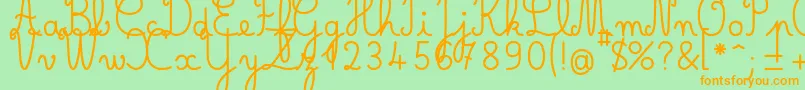 Belleallurecmgras-Schriftart – Orangefarbene Schriften auf grünem Hintergrund