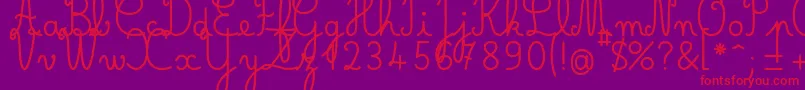 Belleallurecmgras-Schriftart – Rote Schriften auf violettem Hintergrund