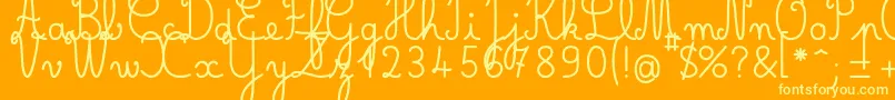 Belleallurecmgras-Schriftart – Gelbe Schriften auf orangefarbenem Hintergrund