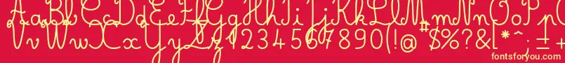 Belleallurecmgras Font – Yellow Fonts on Red Background