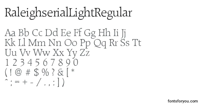 Schriftart RaleighserialLightRegular – Alphabet, Zahlen, spezielle Symbole