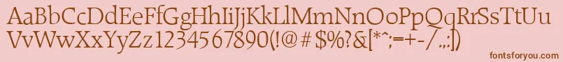 Подробнее о шрифте RaleighserialLightRegular Шрифт RaleighserialLightRegular – коричневые шрифты на розовом фоне
