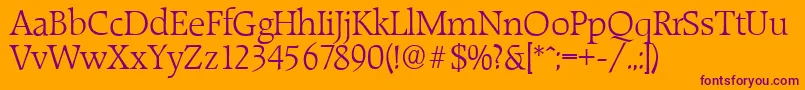 RaleighserialLightRegular Font – Purple Fonts on Orange Background