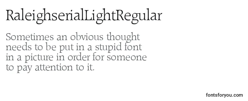 Überblick über die Schriftart RaleighserialLightRegular