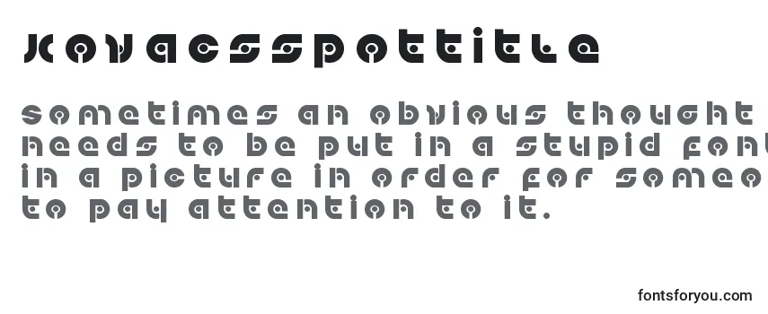 Review of the Kovacsspottitle Font