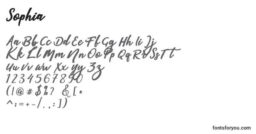 Шрифт Sophia – алфавит, цифры, специальные символы