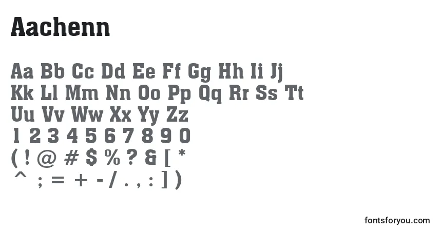 Schriftart Aachenn – Alphabet, Zahlen, spezielle Symbole