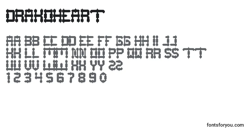 Schriftart DrakoHeart (102061) – Alphabet, Zahlen, spezielle Symbole
