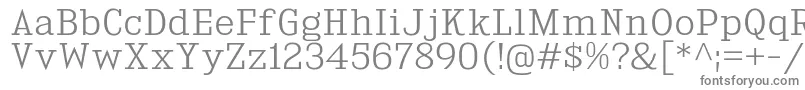 KingsbridgeLt-fontti – harmaat kirjasimet valkoisella taustalla