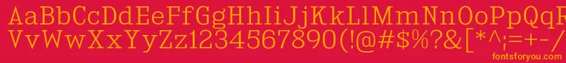 KingsbridgeLt-Schriftart – Orangefarbene Schriften auf rotem Hintergrund
