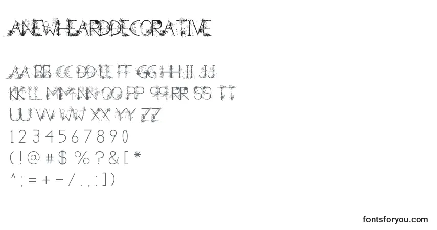 Czcionka ANewHeardDecorative – alfabet, cyfry, specjalne znaki