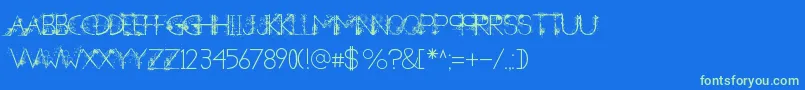 ANewHeardDecorative-Schriftart – Grüne Schriften auf blauem Hintergrund