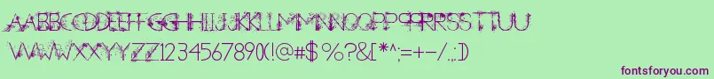ANewHeardDecorative Font – Purple Fonts on Green Background