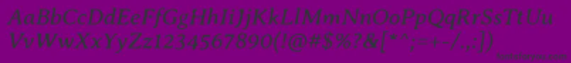 Czcionka AveriaseriflibreItalic – czarne czcionki na fioletowym tle