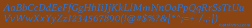 Czcionka AveriaseriflibreItalic – niebieskie czcionki na brązowym tle