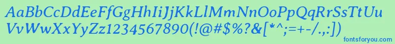 Шрифт AveriaseriflibreItalic – синие шрифты на зелёном фоне
