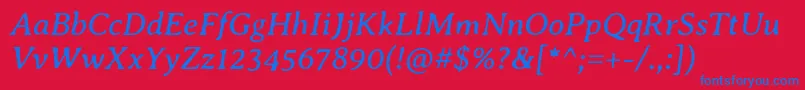 Fonte AveriaseriflibreItalic – fontes azuis em um fundo vermelho