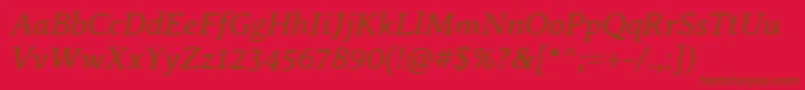 AveriaseriflibreItalic-fontti – ruskeat fontit punaisella taustalla