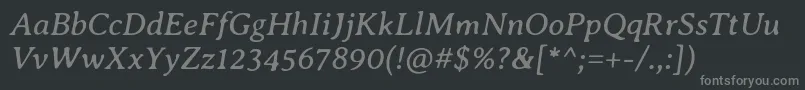 AveriaseriflibreItalic-fontti – harmaat kirjasimet mustalla taustalla