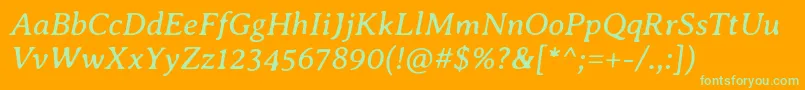Fonte AveriaseriflibreItalic – fontes verdes em um fundo laranja
