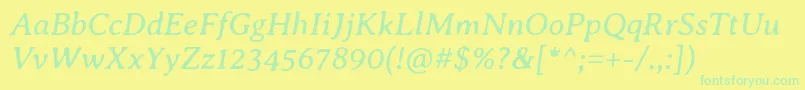 AveriaseriflibreItalic Font – Green Fonts on Yellow Background