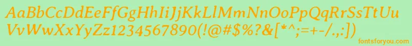 Шрифт AveriaseriflibreItalic – оранжевые шрифты на зелёном фоне