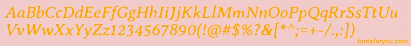 フォントAveriaseriflibreItalic – オレンジの文字がピンクの背景にあります。