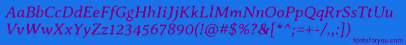 AveriaseriflibreItalic Font – Purple Fonts on Blue Background