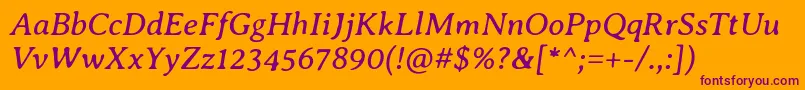 フォントAveriaseriflibreItalic – オレンジの背景に紫のフォント