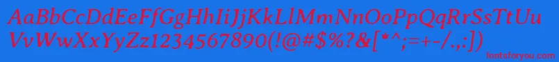 Police AveriaseriflibreItalic – polices rouges sur fond bleu