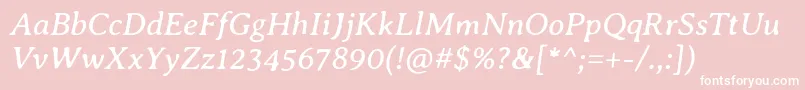 Fonte AveriaseriflibreItalic – fontes brancas em um fundo rosa