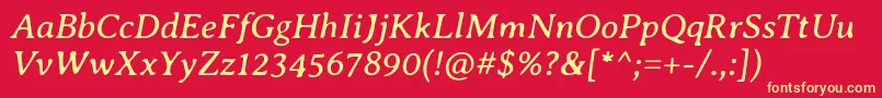 Czcionka AveriaseriflibreItalic – żółte czcionki na czerwonym tle