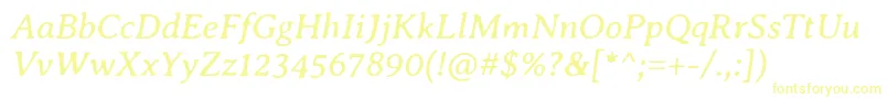 フォントAveriaseriflibreItalic – 白い背景に黄色の文字