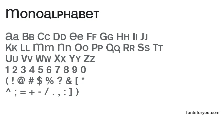 Monoalphabet-fontti – aakkoset, numerot, erikoismerkit
