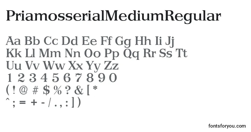 PriamosserialMediumRegular-fontti – aakkoset, numerot, erikoismerkit