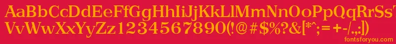 フォントPriamosserialMediumRegular – 赤い背景にオレンジの文字