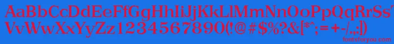 PriamosserialMediumRegular Font – Red Fonts on Blue Background