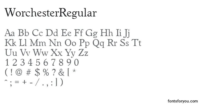 WorchesterRegular-fontti – aakkoset, numerot, erikoismerkit