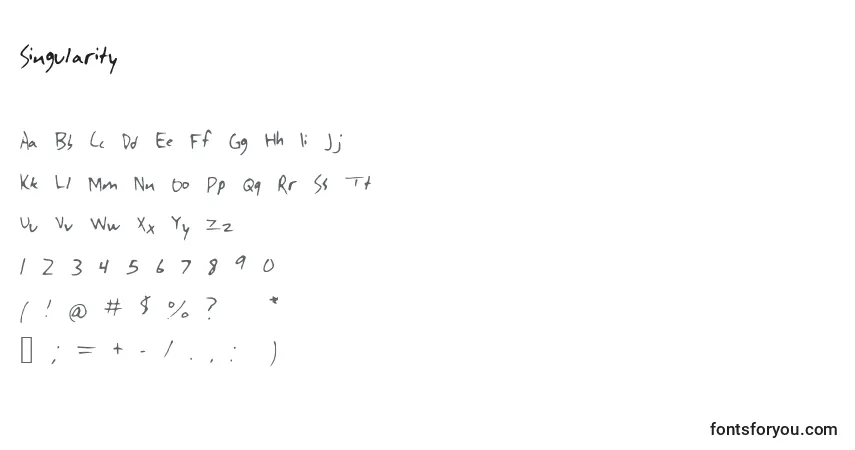 Шрифт Singularity – алфавит, цифры, специальные символы