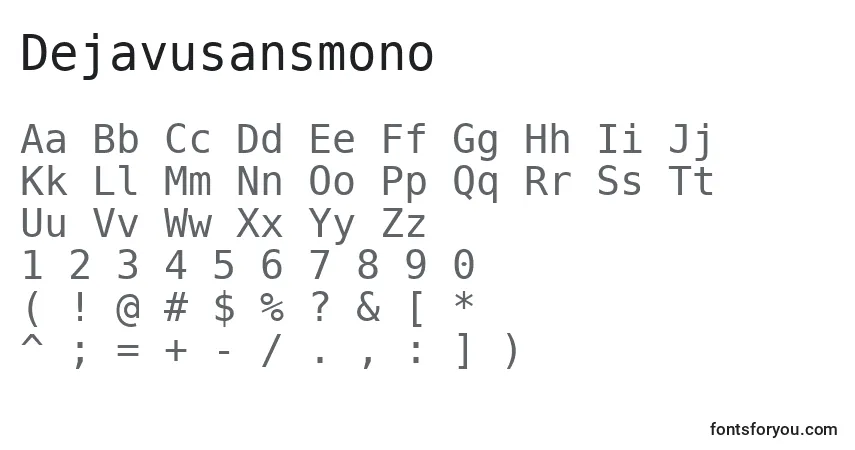 A fonte Dejavusansmono – alfabeto, números, caracteres especiais