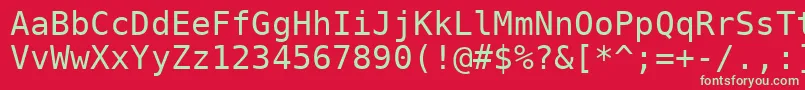 Dejavusansmono-fontti – vihreät fontit punaisella taustalla