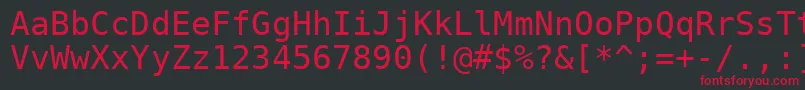 Dejavusansmono-fontti – punaiset fontit mustalla taustalla