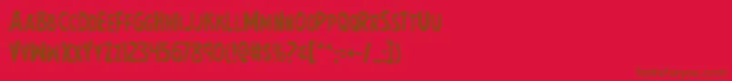 フォントEarthsmightiest – 赤い背景に茶色の文字