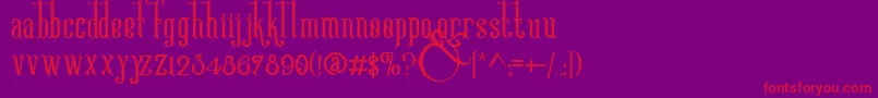 VictoriandecoDemo-fontti – punaiset fontit violetilla taustalla