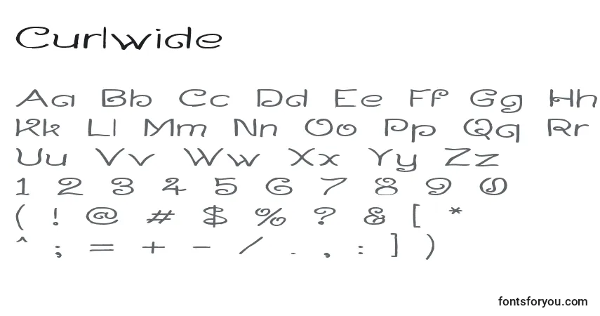 Шрифт Curlwide – алфавит, цифры, специальные символы