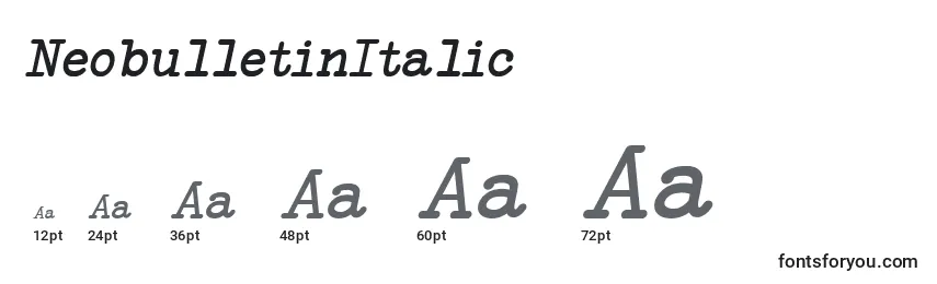 Размеры шрифта NeobulletinItalic